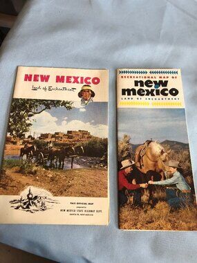 VINTAGE LOT of 2 NEW MEXICO Maps - 1952 Recreational & Road Map #F5
